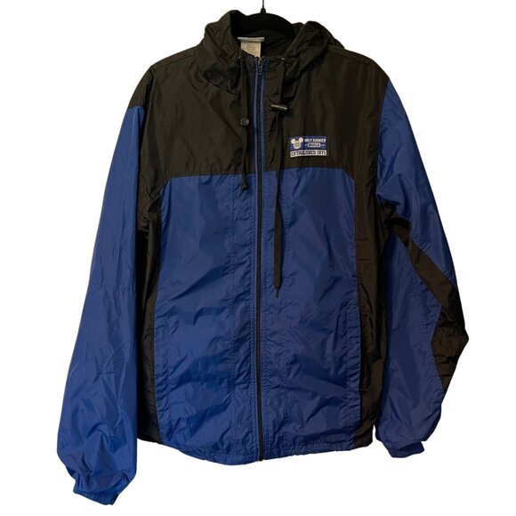 Walt Disney World 1971 Lined Windbreaker Jacket with Hood | Blue Black | Medium - Picture 1 of 6